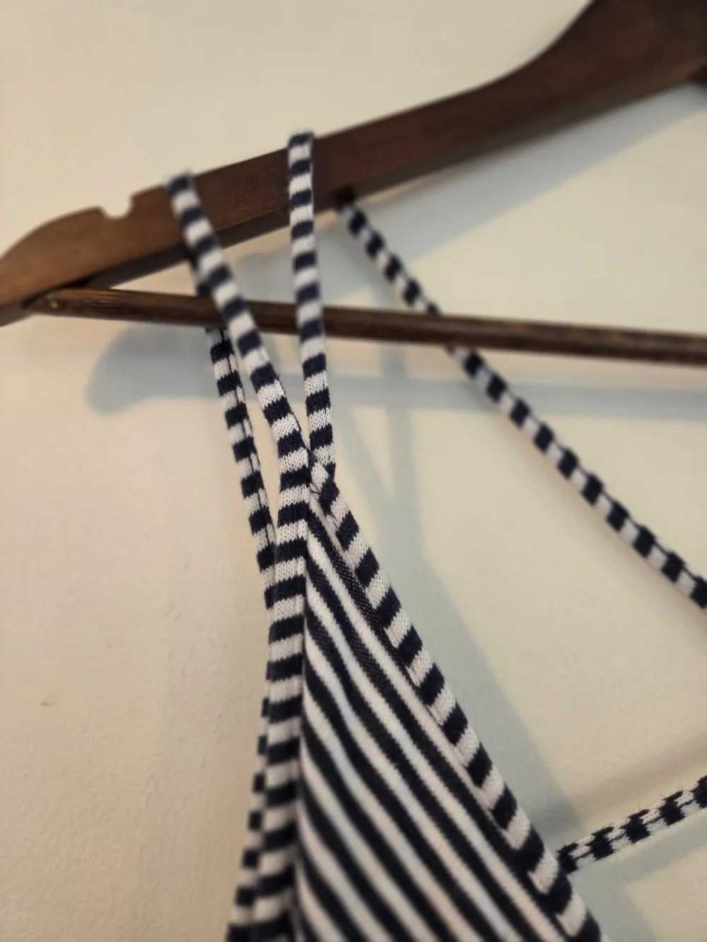 Striped faux wrap blue/white stripe long midi dress S summer coastal preppy knit - Picture 11 of 13